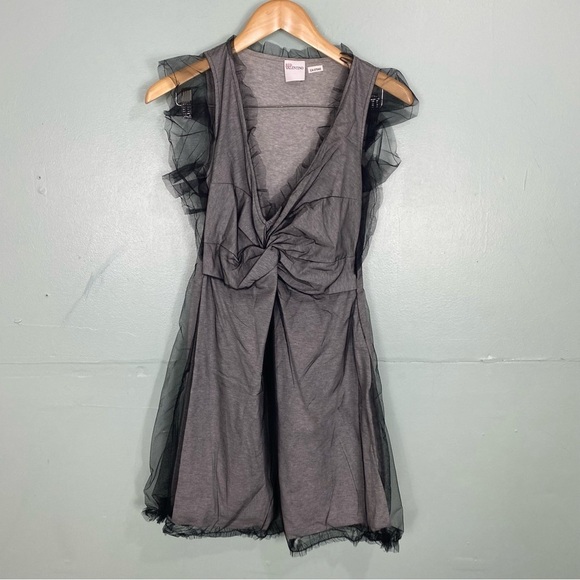 Red Valentino Tulle‎ Black Gray Mesh Dress Mini Sleeveless Sz Small?? - Picture 1 of 6